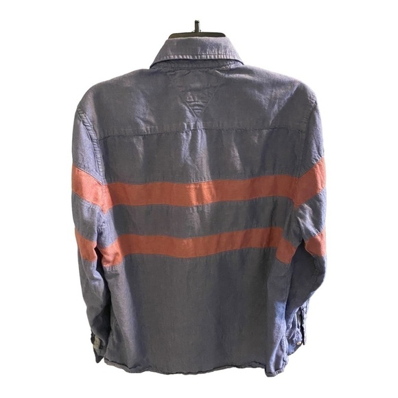 TOMMY Hilfiger Long Sleeve Color Block Striped Button Down Casual Dress Shirt - Picture 3 of 6